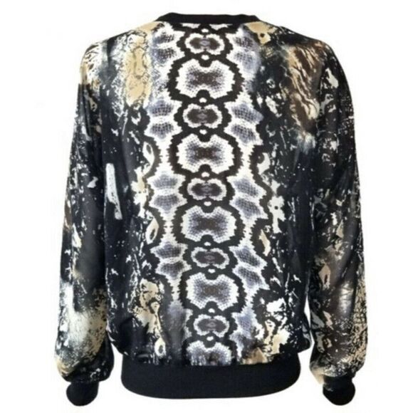 Cabi Snakeskin Sheer Pullover Dressed‎ Up Blouse Phyton #572 Size Medium - Picture 3 of 6